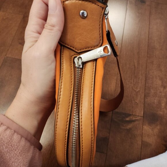 Lauren Ralph Lauren LXVII orange nylon leather shoulder crossbody bag - Picture 4 of 12